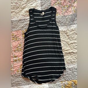 Fornia Black and White Striped Women's long Tank Top